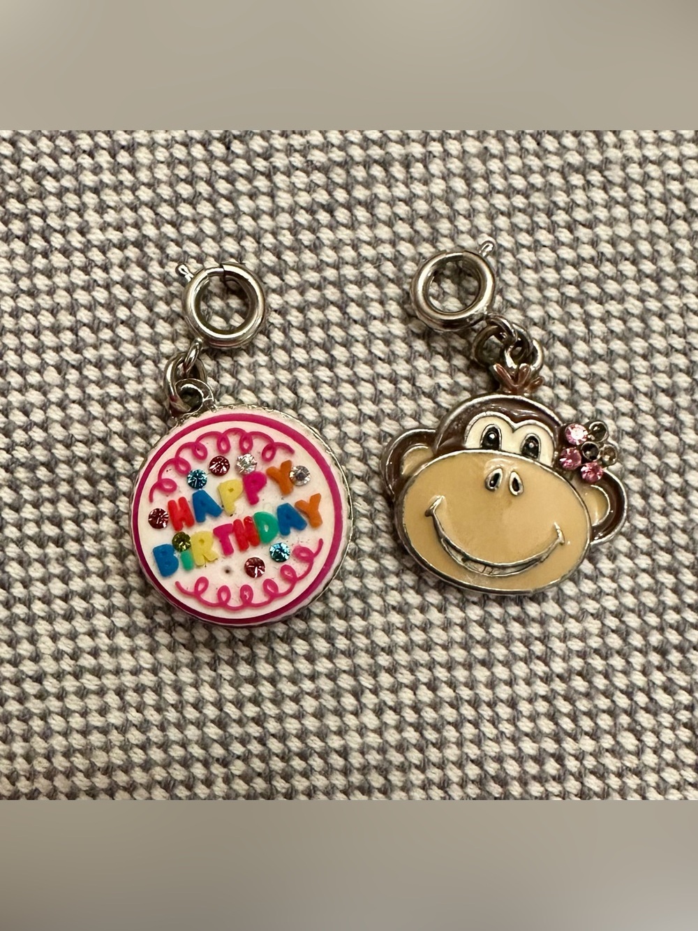 Set of 2 Kids Charms- Happy Birthday/ Monkey